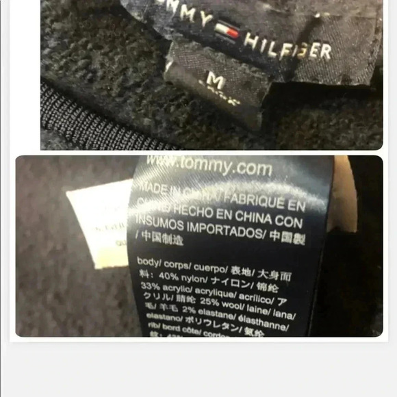 - tommy HILFIGER NAVY BLUE LONG SWEATER CURVED EDGES SIZE MEDIUM - Picture 6 of 8